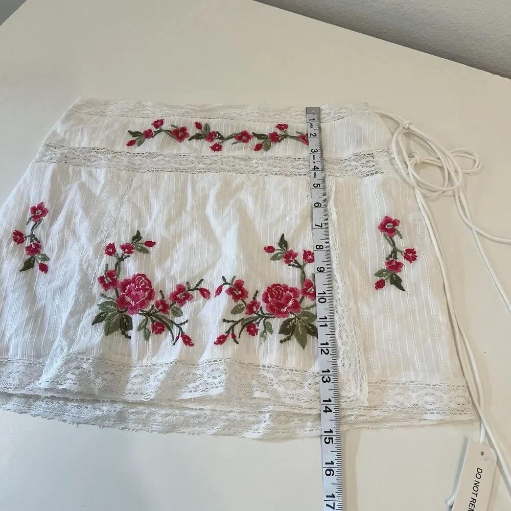 For love and lemons Jolene Embroidered Mini Skirt in White Small Summer Vacation